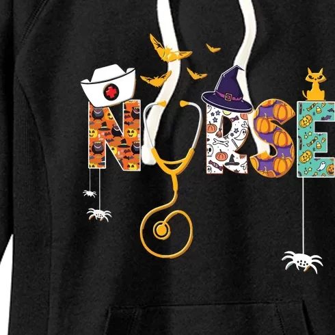 Halloween Nurse Nursing Cute Health Worker Halloween Pattern Women's Fleece Hoodie