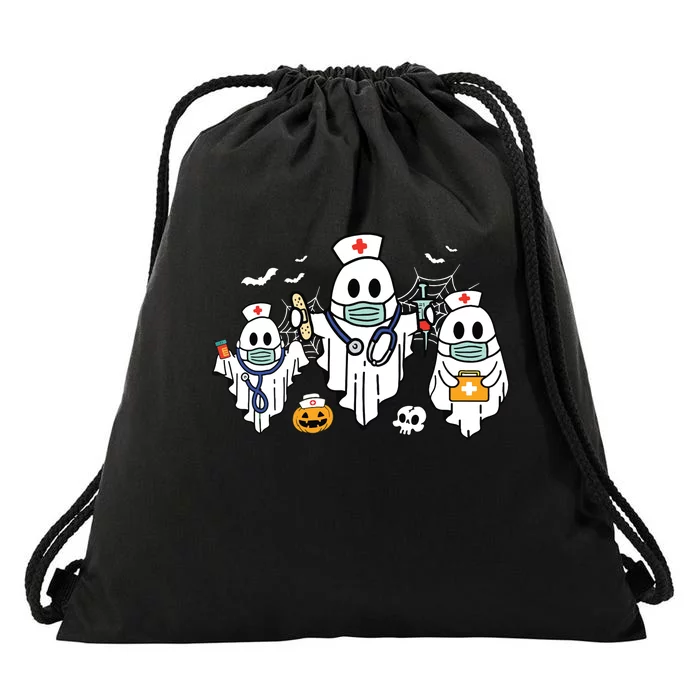 Halloween Nurse Nursing Funny Health Worker Rn Ghost Nurse Drawstring Bag