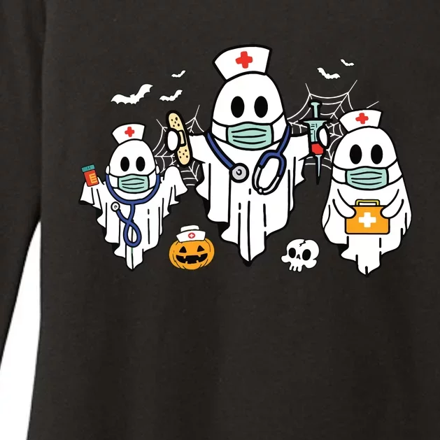 Halloween Nurse Nursing Funny Health Worker Rn Ghost Nurse Womens CVC Long Sleeve Shirt