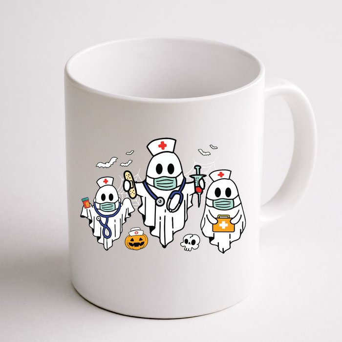 Halloween Nurse Nursing Funny Health Worker Rn Ghost Nurse Front & Back Coffee Mug