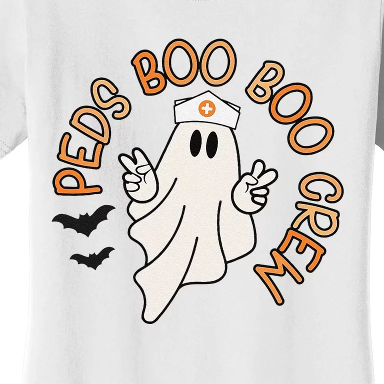 Halloween Nurse Peds Boo Boo Crew Pediatric Nurse Ghost Fall Women's T-Shirt