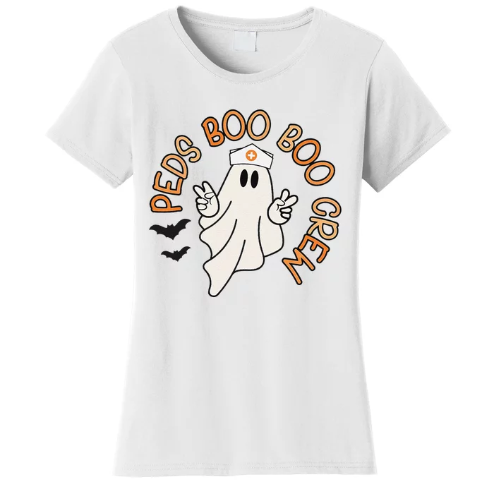 Halloween Nurse Peds Boo Boo Crew Pediatric Nurse Ghost Fall Women's T-Shirt