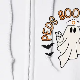 Halloween Nurse Peds Boo Boo Crew Pediatric Nurse Ghost Fall Full Zip Hoodie