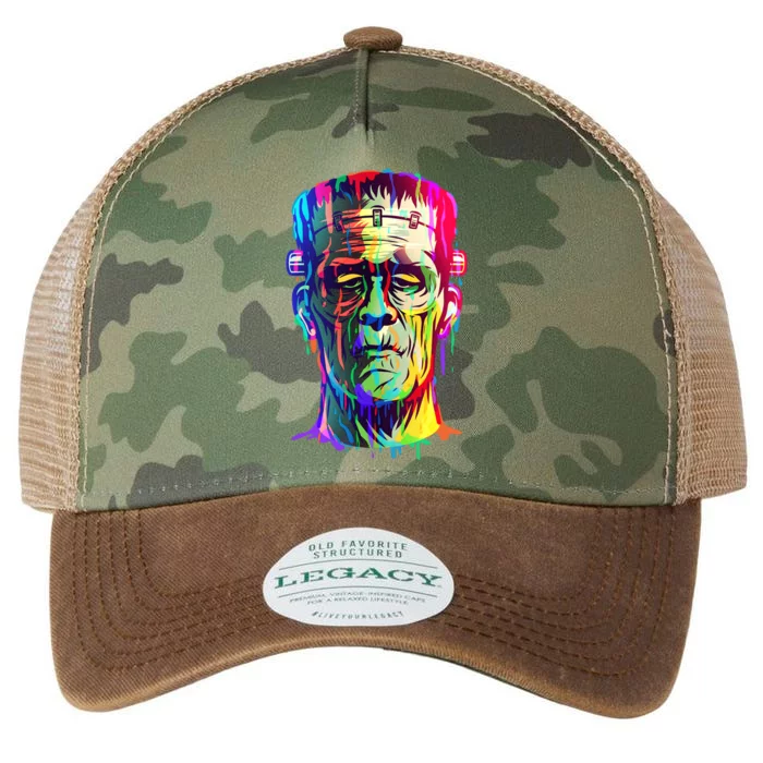 Halloween Neon Paint Drip Frankenstein Monster Legacy Tie Dye Trucker Hat