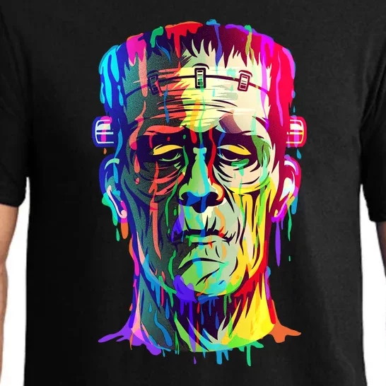 Halloween Neon Paint Drip Frankenstein Monster Pajama Set