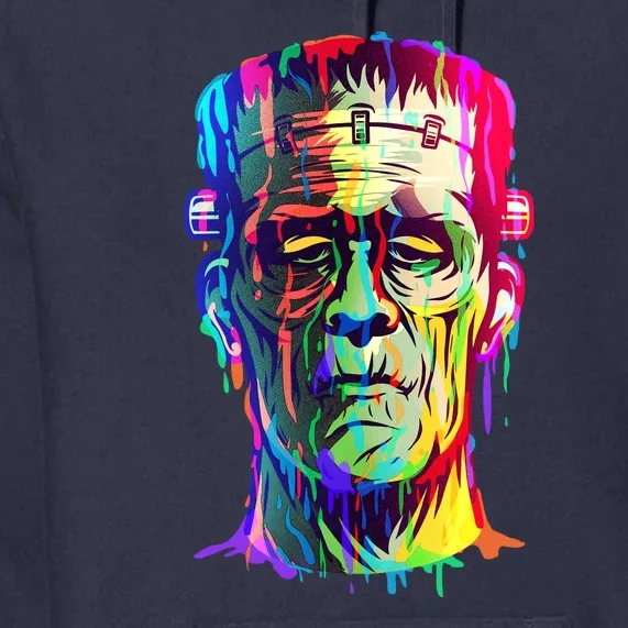 Halloween Neon Paint Drip Frankenstein Monster Premium Hoodie