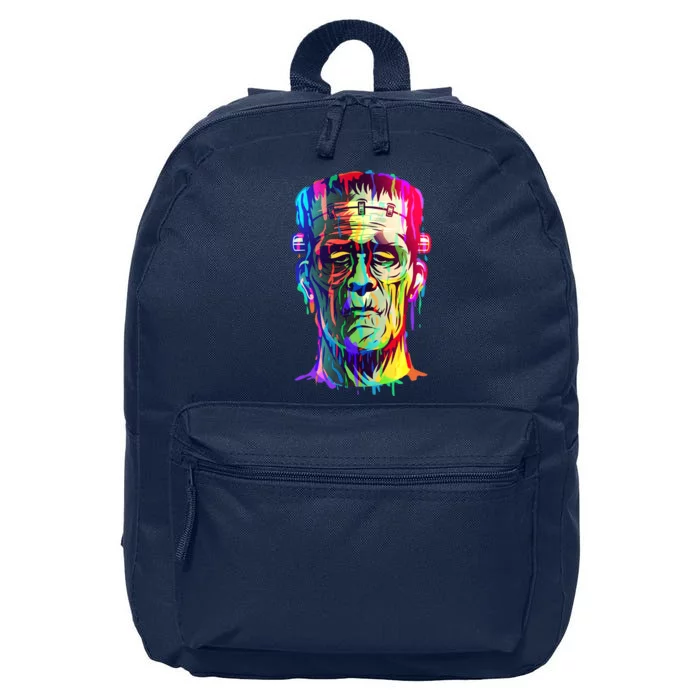 Halloween Neon Paint Drip Frankenstein Monster 16 in Basic Backpack