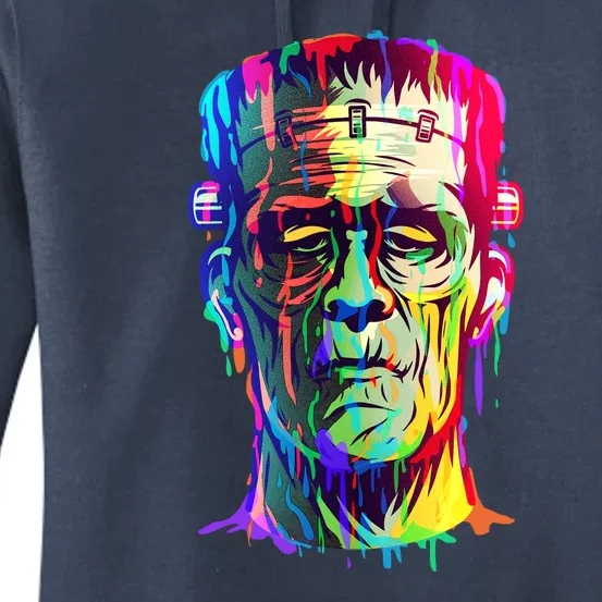 Halloween Neon Paint Drip Frankenstein Monster Women's Pullover Hoodie