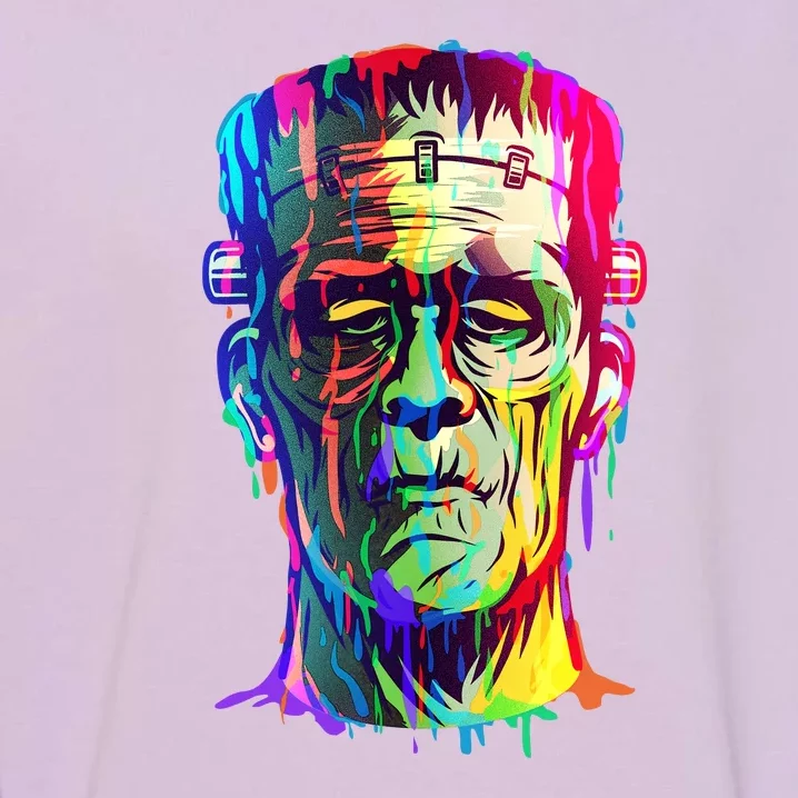 Halloween Neon Paint Drip Frankenstein Monster Garment-Dyed Sweatshirt