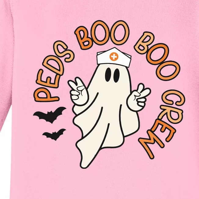 Halloween Nurse Peds Boo Boo Crew Pediatric Nurse Ghost Fall Baby Long Sleeve Bodysuit