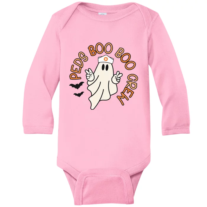 Halloween Nurse Peds Boo Boo Crew Pediatric Nurse Ghost Fall Baby Long Sleeve Bodysuit