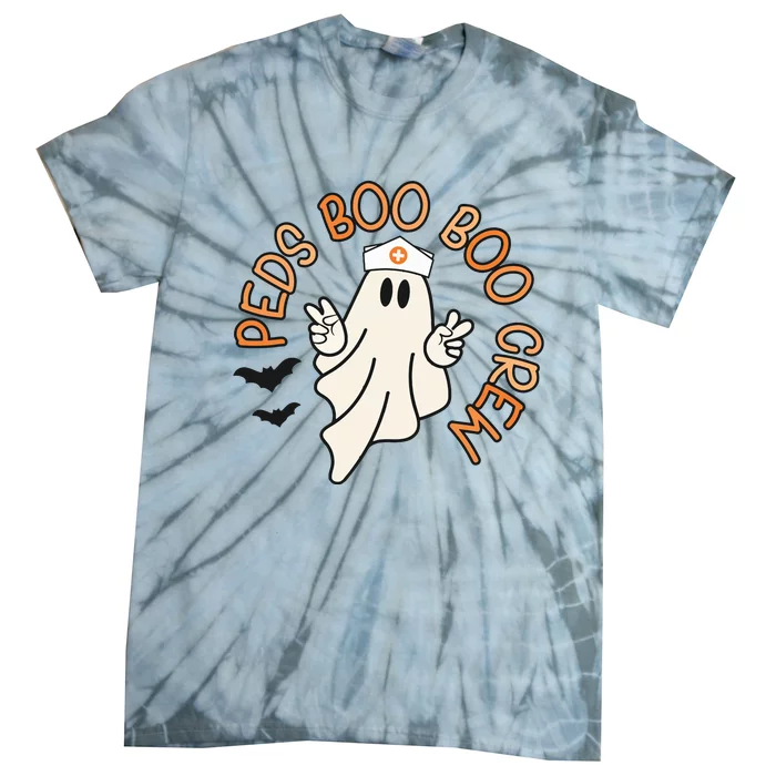 Halloween Nurse Peds Boo Boo Crew Pediatric Nurse Ghost Fall Tie-Dye T-Shirt