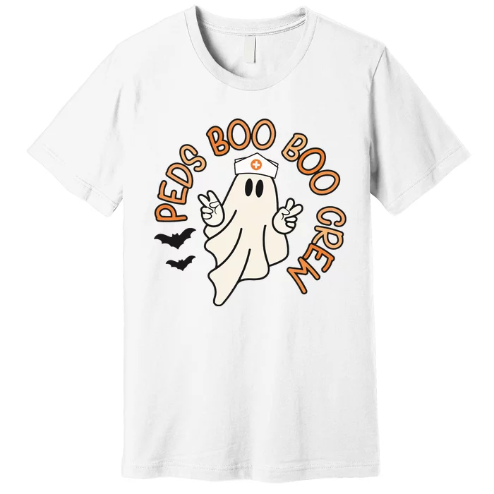 Halloween Nurse Peds Boo Boo Crew Pediatric Nurse Ghost Fall Premium T-Shirt