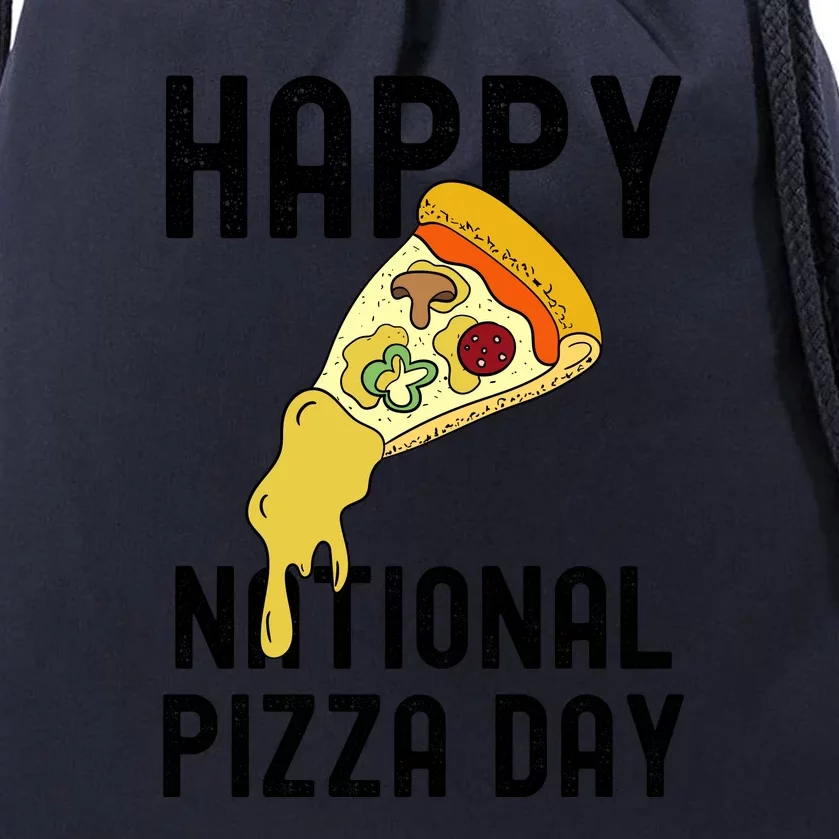 Happy National Pizza Day Drawstring Bag