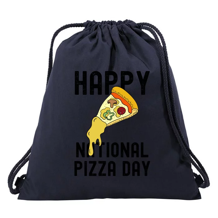 Happy National Pizza Day Drawstring Bag