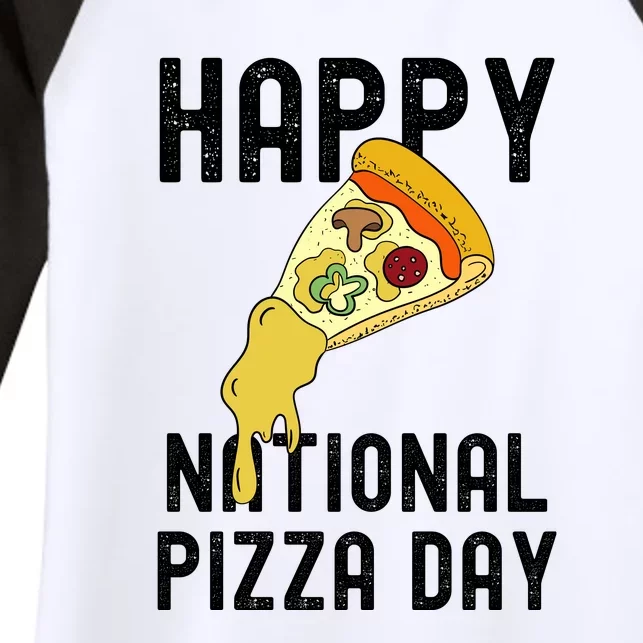 Happy National Pizza Day Women's Tri-Blend 3/4-Sleeve Raglan Shirt