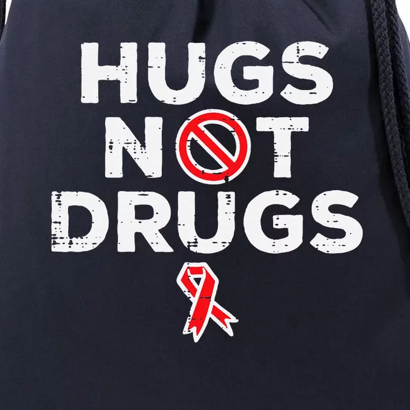 Hugs Not Red Ribbon Week Awareness Drawstring Bag