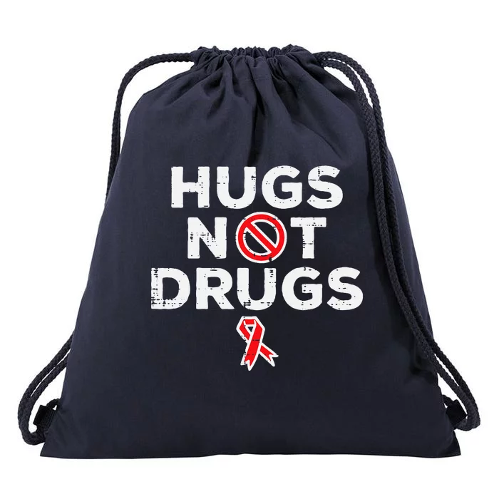 Hugs Not Red Ribbon Week Awareness Drawstring Bag