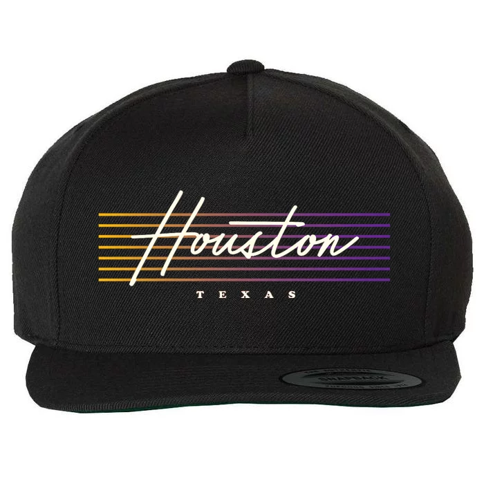 Houston Nostalgic Retro Style Texas Wool Snapback Cap