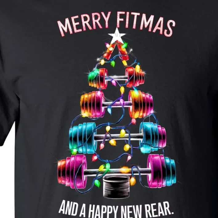 Happy New Rear Workout Christmas Fitness Gym Merry Fitness Tall T-Shirt