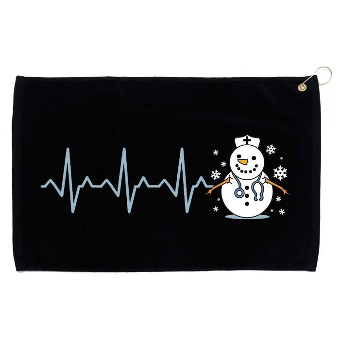 Heartbeat Nurse Snowman Nurse Christmas Grommeted Golf Towel