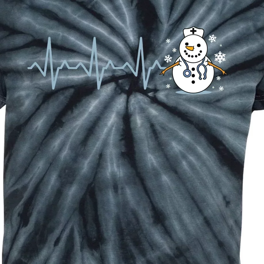 Heartbeat Nurse Snowman Nurse Christmas Kids Tie-Dye T-Shirt