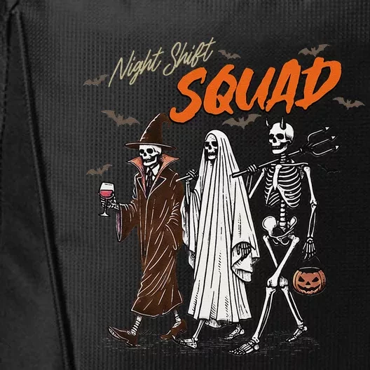 Halloween Night Shift Squad Nursing Funny Skeleton Nurse City Backpack