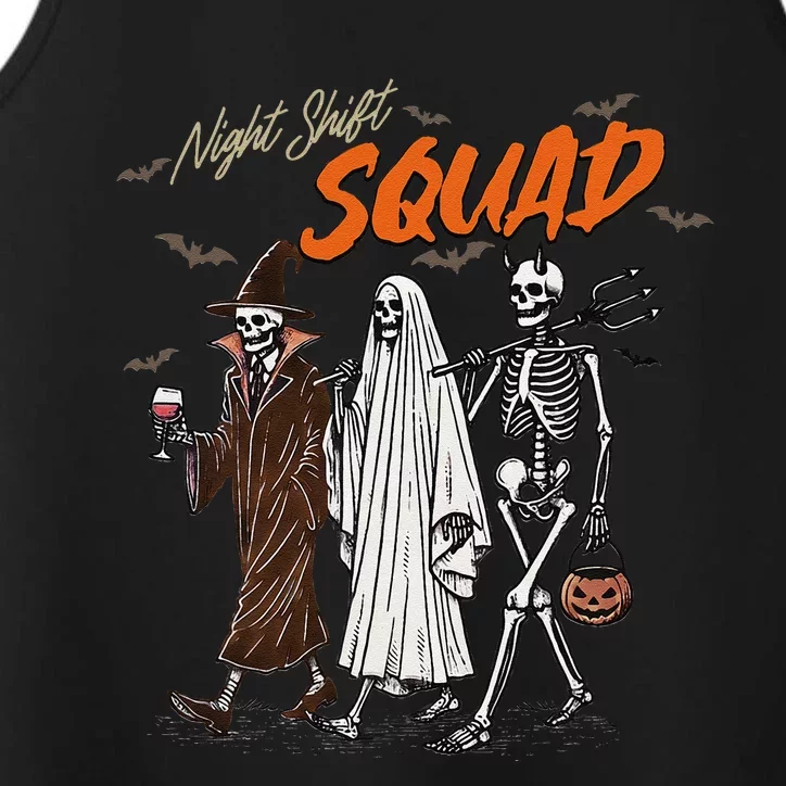 Halloween Night Shift Squad Nursing Funny Skeleton Nurse Performance Tank