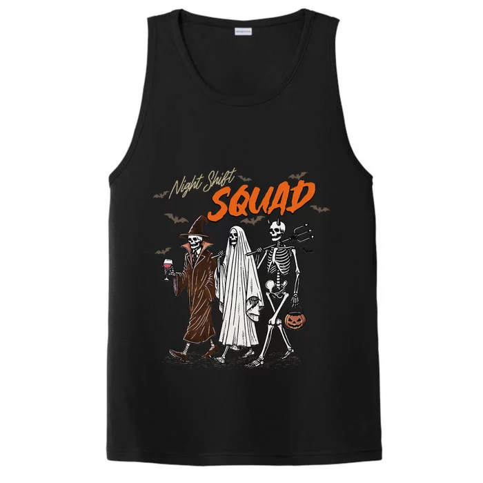 Halloween Night Shift Squad Nursing Funny Skeleton Nurse Performance Tank