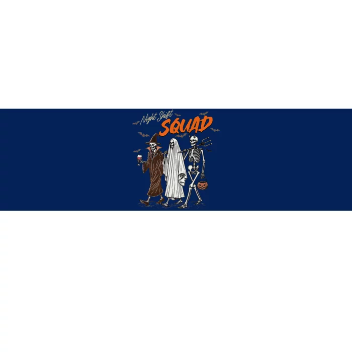 Halloween Night Shift Squad Nursing Funny Skeleton Nurse Bumper Sticker