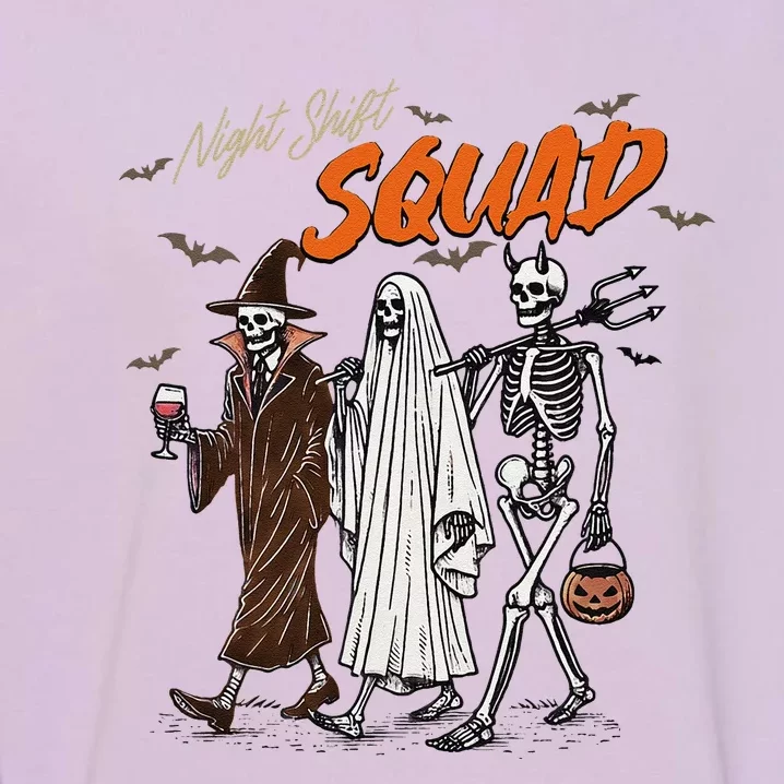 Halloween Night Shift Squad Nursing Funny Skeleton Nurse Garment-Dyed Sweatshirt