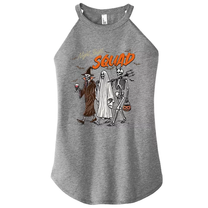 Halloween Night Shift Squad Nursing Funny Skeleton Nurse Women’s Perfect Tri Rocker Tank