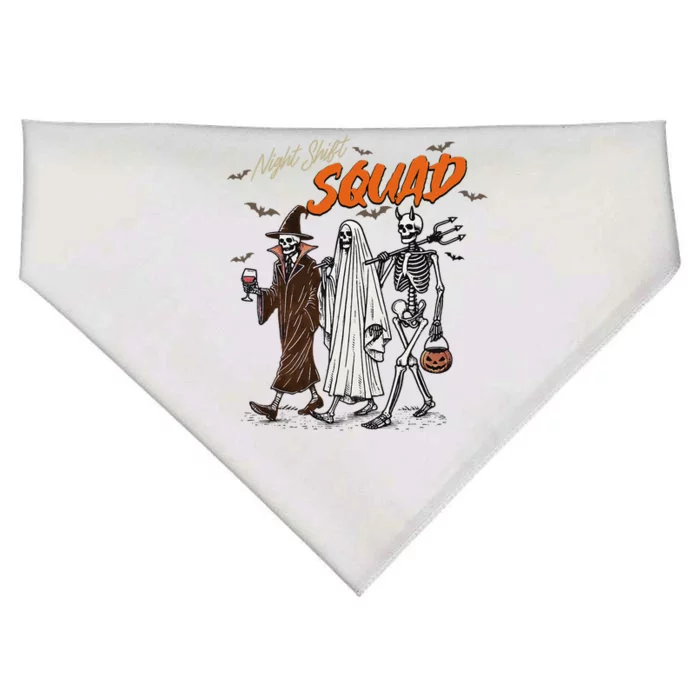 Halloween Night Shift Squad Nursing Funny Skeleton Nurse USA-Made Doggie Bandana