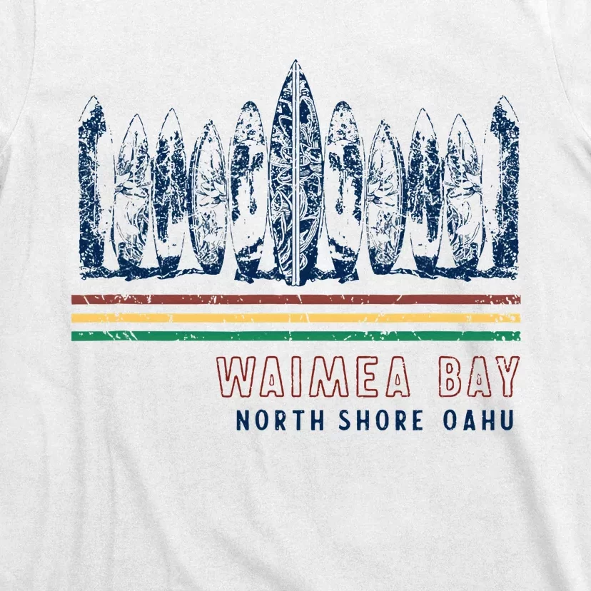 Hawaii North Shore Oahu Waimea Bay Retro Surfing T-Shirt