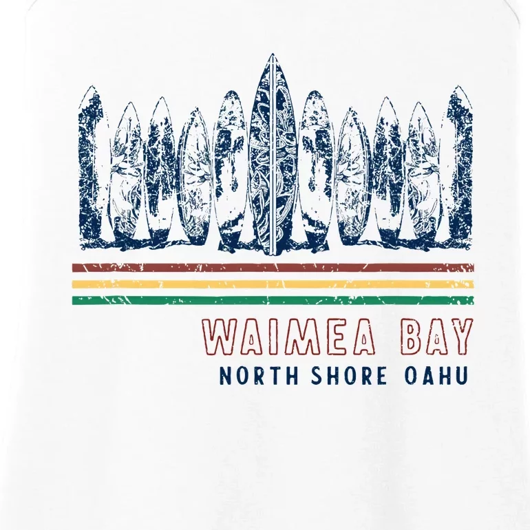 Hawaii North Shore Oahu Waimea Bay Retro Surfing Ladies Essential Tank