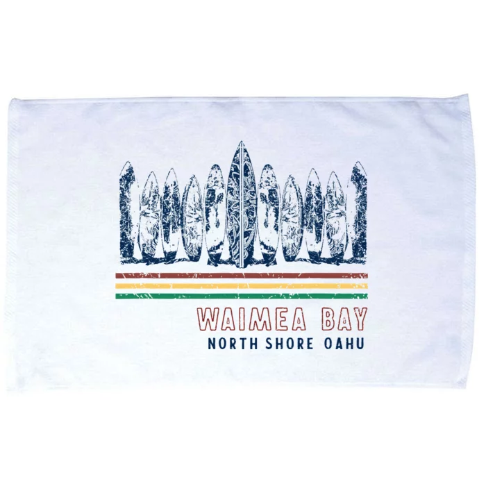 Hawaii North Shore Oahu Waimea Bay Retro Surfing Microfiber Hand Towel