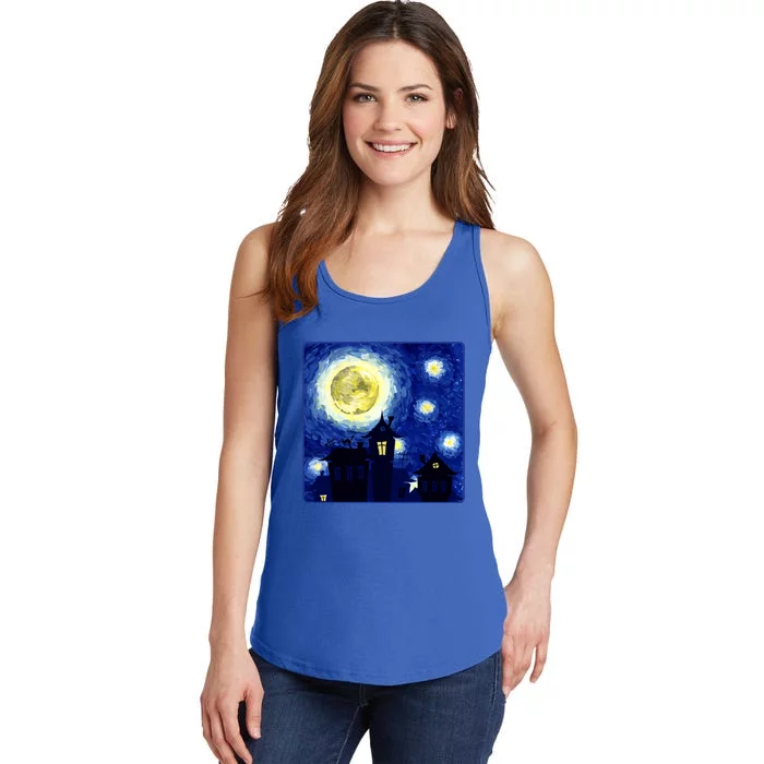 Halloween Nights, Starry Night Painting Ladies Essential Tank