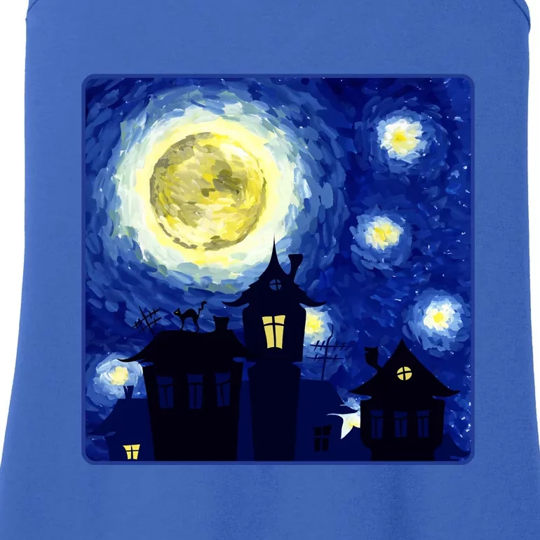 Halloween Nights, Starry Night Painting Ladies Essential Tank