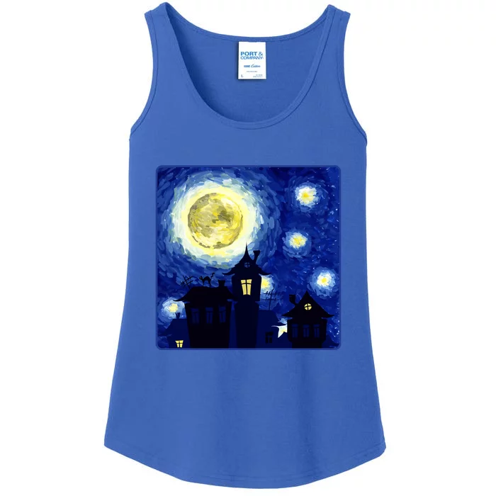 Halloween Nights, Starry Night Painting Ladies Essential Tank