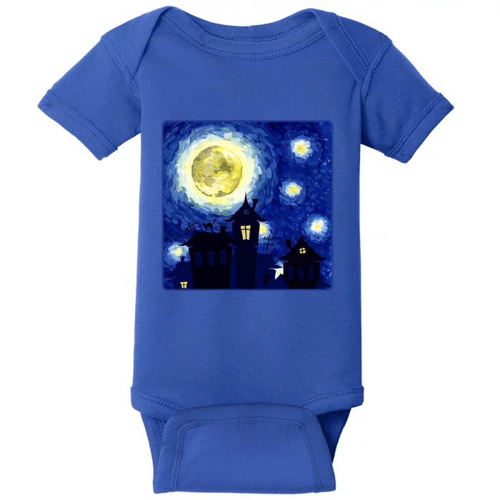 Halloween Nights, Starry Night Painting Baby Bodysuit