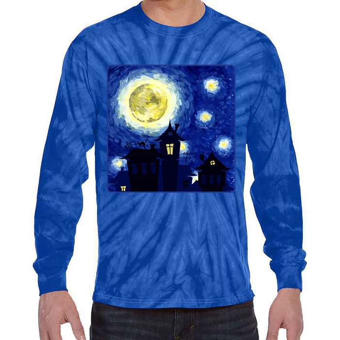 Halloween Nights, Starry Night Painting Tie-Dye Long Sleeve Shirt