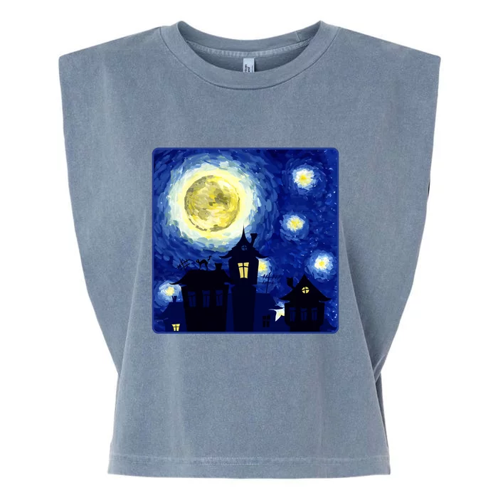 Halloween Nights, Starry Night Painting Garment-Dyed Women's Muscle Tee