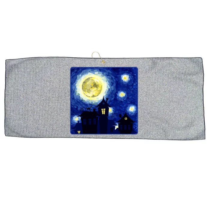 Halloween Nights, Starry Night Painting Large Microfiber Waffle Golf Towel