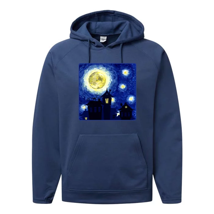 Halloween Nights, Starry Night Painting Performance Fleece Hoodie