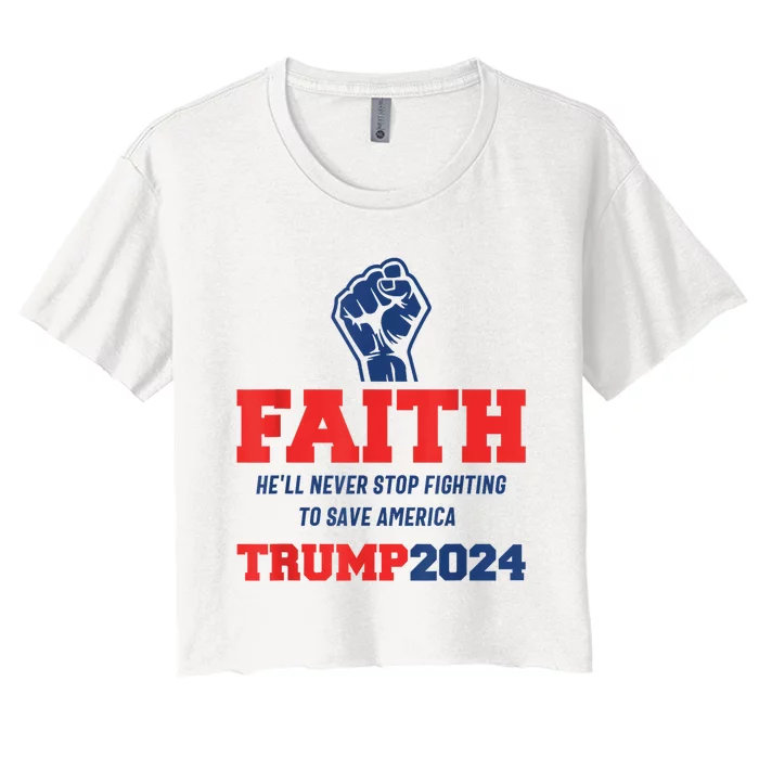 HeLl Never Stop Fighting To Save America Trump 2024 Women's Crop Top Tee