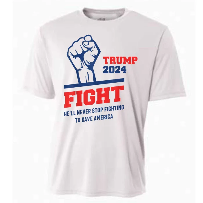 HeLl Never Stop Fighting To Save America Trump 2024 Cooling Performance Crew T-Shirt