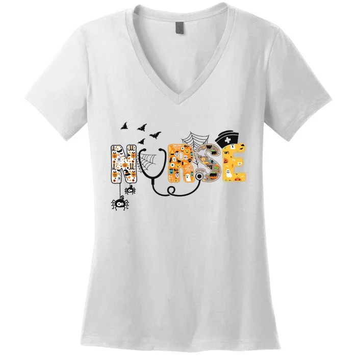 Halloween Nurse Spooky Nurse School Women's V-Neck T-Shirt