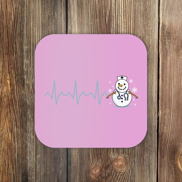 Heartbeat Nurse Snowman Nurse Christmas Coaster