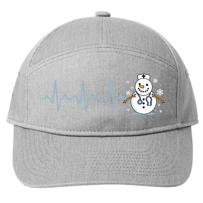 Heartbeat Nurse Snowman Nurse Christmas 7-Panel Snapback Hat