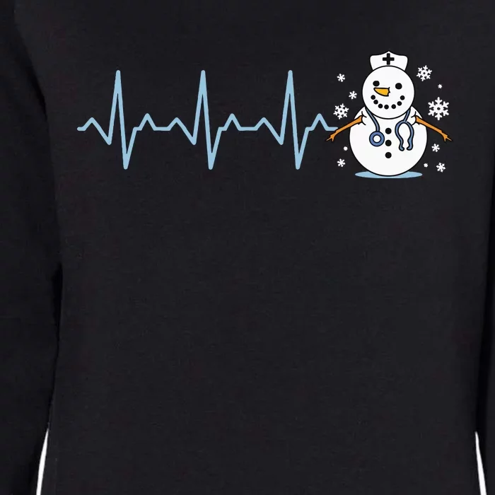 Heartbeat Nurse Snowman Nurse Christmas Womens California Wash Sweatshirt